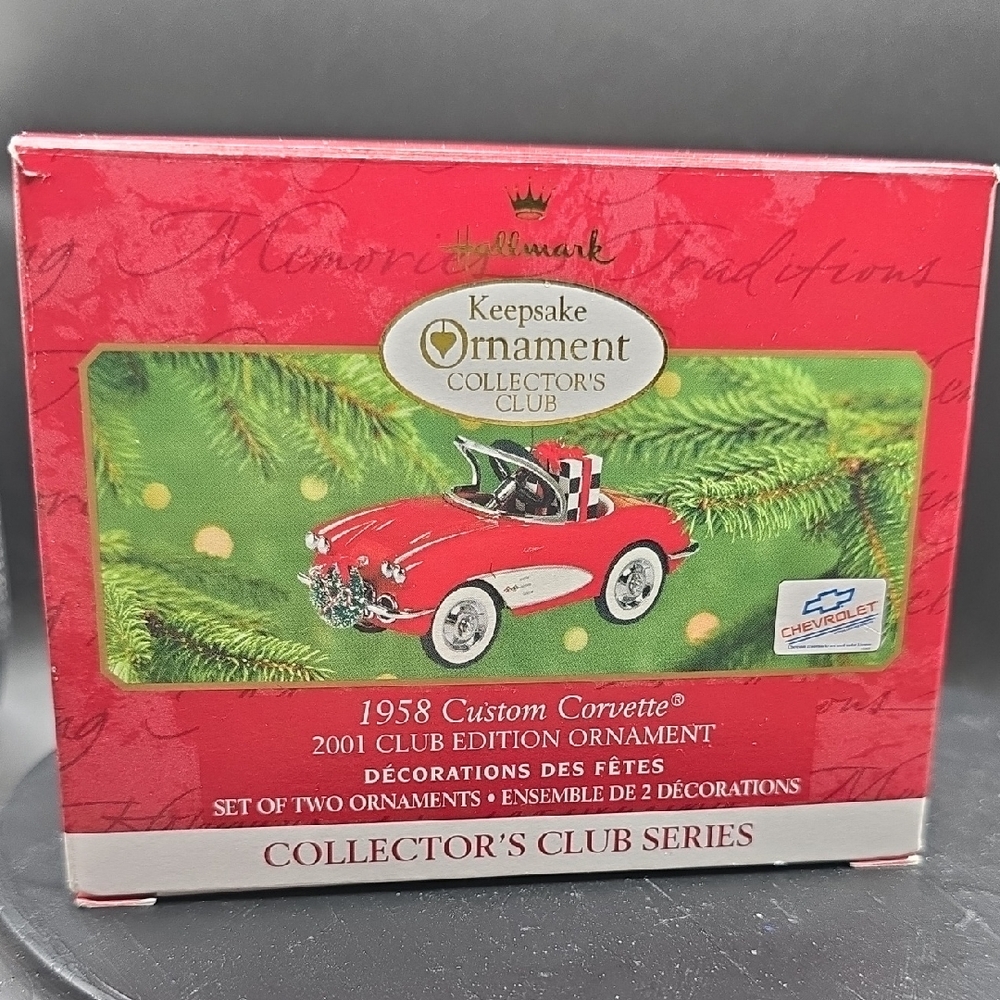 2001 Hallmark Keepsake Ornament 1958 CUSTOM CORVETTE Club Edition Chevrolet NIB